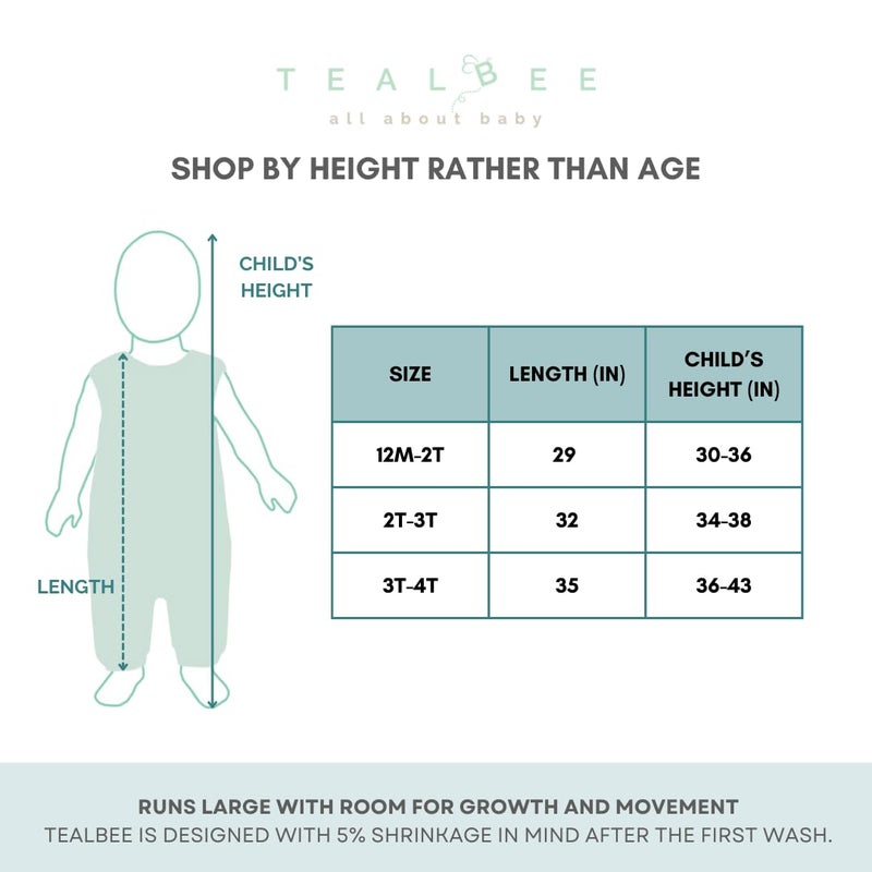 Tealbee Dreamsuit Toddler Sleep Sack with Feet - Walker Sleep Bag with Legs, Rayon made from Bamboo, All Season 1.2 TOG, 2-Way Zipper, 12m-2T - Alphabet - Image 5